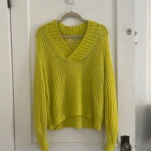 Anthropologie Wool Chartreuse Sweater